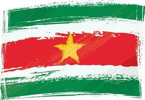 grunge pintado suriname bandeira vetor