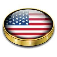 EUA, Unidos estados América bandeira 3d botão, vetor. vetor