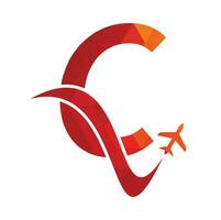 carta c ar viagem logotipo Projeto modelo. c carta e avião logotipo Projeto ícone vetor. vetor