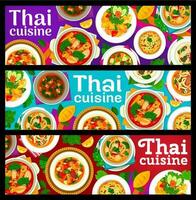 tailandês cozinha restaurante Comida vetor faixas