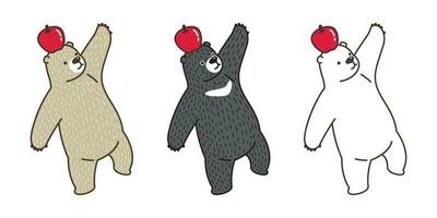 Urso vetor polar Urso maçã ícone desenho animado personagem ilustração rabisco