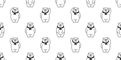 Urso desatado padronizar vetor polar Urso desenho animado telha fundo cachecol isolado repetir papel de parede ilustração