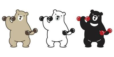 Urso vetor polar Urso panda logotipo ícone personagem desenho animado peso Treinamento Academia esporte ilustração rabisco