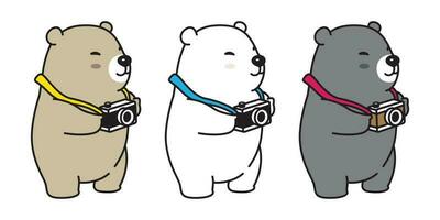 Urso vetor polar Urso ícone logotipo panda ilustração Câmera personagem desenho animado