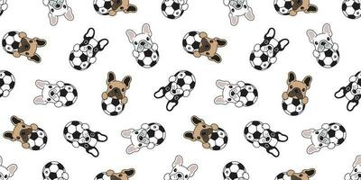 cachorro futebol desatado padronizar francês buldogue vetor futebol telha fundo desenho animado isolado repetir papel de parede