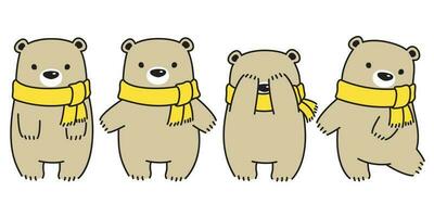 Urso vetor polar Urso panda logotipo ícone desenho animado personagem cachecol criança ilustração rabisco Castanho