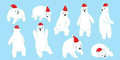 Urso vetor Natal polar Urso santa claus chapéu ícone logotipo Urso de pelúcia desenho animado personagem ilustração rabisco