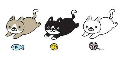 gato vetor ícone logotipo gatinho chita personagem desenho animado ilustração fio bola peixe Sino grampo arte