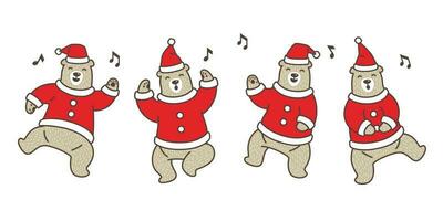 Urso vetor Natal polar Urso santa claus ícone logotipo Urso de pelúcia desenho animado ilustração rabisco