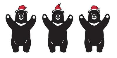 Urso vetor polar Urso Natal santa claus natal cachecol desenho animado personagem ícone logotipo ilustração símbolo gráfico Preto