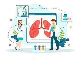 pneumologista vetor ilustração com médico pneumologia, pulmões respiratório sistema exame e tratamento dentro plano desenho animado mão desenhado modelos