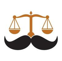 conceito de design de logotipo de vetor de lei forte. design de vetor de ícone de escala e bigode.