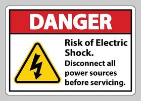 perigo risco de choque elétrico símbolo sinal isolado em fundo branco vetor