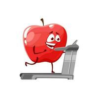 desenho animado maçã corre em esteira, fruta vetor ícone