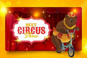 forma circo desenho animado treinado Urso em bicicleta vetor
