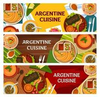 Argentino cozinha bandeiras, carne pratos, legumes vetor