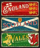 Inglaterra, Escócia, país de gales britânico regiões pratos vetor
