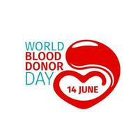 mundo sangue doador dia ícone, sangue solta e coração vetor