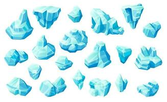 gelo cubos e cristais, azul gelo blocos jogos de ativos vetor
