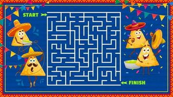 labirinto Labirinto com desenho animado nachos salgadinhos personagem vetor