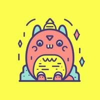 uma fofa e colorida kawaii monstro ilustração, perfeito para crianças livros, adesivos, e mercadoria Projeto vetor