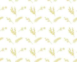 dourado desatado floral e frondoso botânico padronizar em branco fundo totalmente editável e escalável vetor