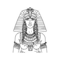 Egito Cleópatra superior corpo mão desenhado ilustração vetor