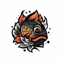 uma colorida peixe com uma lindo flor ilustração, perfeito para uma logotipo Projeto ou decoração. vetor