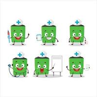 médico profissão emoticon com Novo verde marcador desenho animado personagem vetor