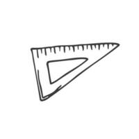 triângulo régua doodle. costas para escola elementar estude símbolo vetor