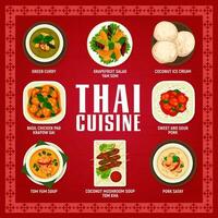 tailandês cozinha, ásia Comida tom yum sopa e Curry vetor