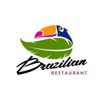 brasileiro cozinha restaurante ícone, tucano e folha vetor