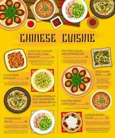 chinês comida, cozinha pratos e restaurante cardápio vetor
