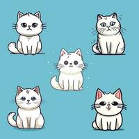fofa gato kawaii desenho animado gatinha Miau gatinho ilustração conjunto coleção vetor