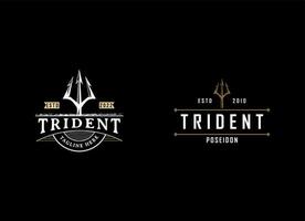 tridente Netuno Deus Poseidon triton rei shiva lança rótulo logotipo Projeto. vetor