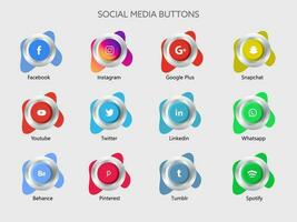 conjunto do colorida social meios de comunicação aplicativo botões em cinzento fundo. vetor