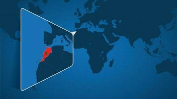 localização do Marrocos em a mundo mapa com ampliado mapa do Marrocos com bandeira. vetor