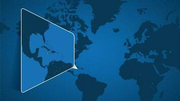 localização do Jamaica em a mundo mapa com ampliado mapa do Jamaica com bandeira. vetor