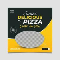 super delicioso quente pizza social meios de comunicação postar modelo vetor