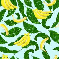 tropical moderno padrão sem emenda com folhas de palmeira exóticas e doce banana amarela. impressão para tecido, teia e papel. vetor