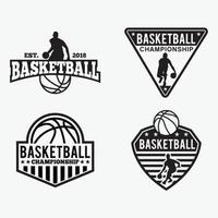 conjunto de modelos de design de vetores de emblemas de basquete