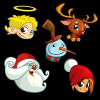 conjunto do Natal personagens. vetor desenho animado ícones do santa Papai Noel, rena, duende, boneco de neve.