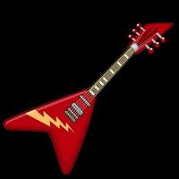 elétrico guitarra desenho animado ícone. vetor ilustração do show metal ou rock-n-roll eletro guitarra vermelho cor e triângulo em forma