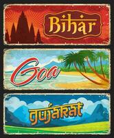 Índia Estado Goa, Bihar e gujarat lata metal sinais vetor