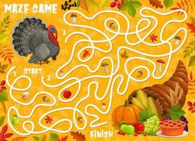 labirinto Labirinto jogo, Ação de graças peru, outono vetor