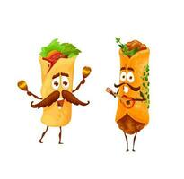 mexicano enchiladas e burritos desenho animado personagens vetor