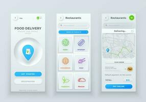 neumorfo Comida ordem e Entrega aplicativo interface vetor