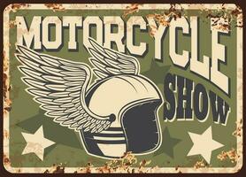 motos clube mostrar oxidado lata placa ou prato vetor
