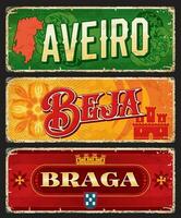aveiro, braga, Beja Português província pratos vetor