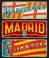 barcelona, madri, valencia espanhol viagem adesivo vetor